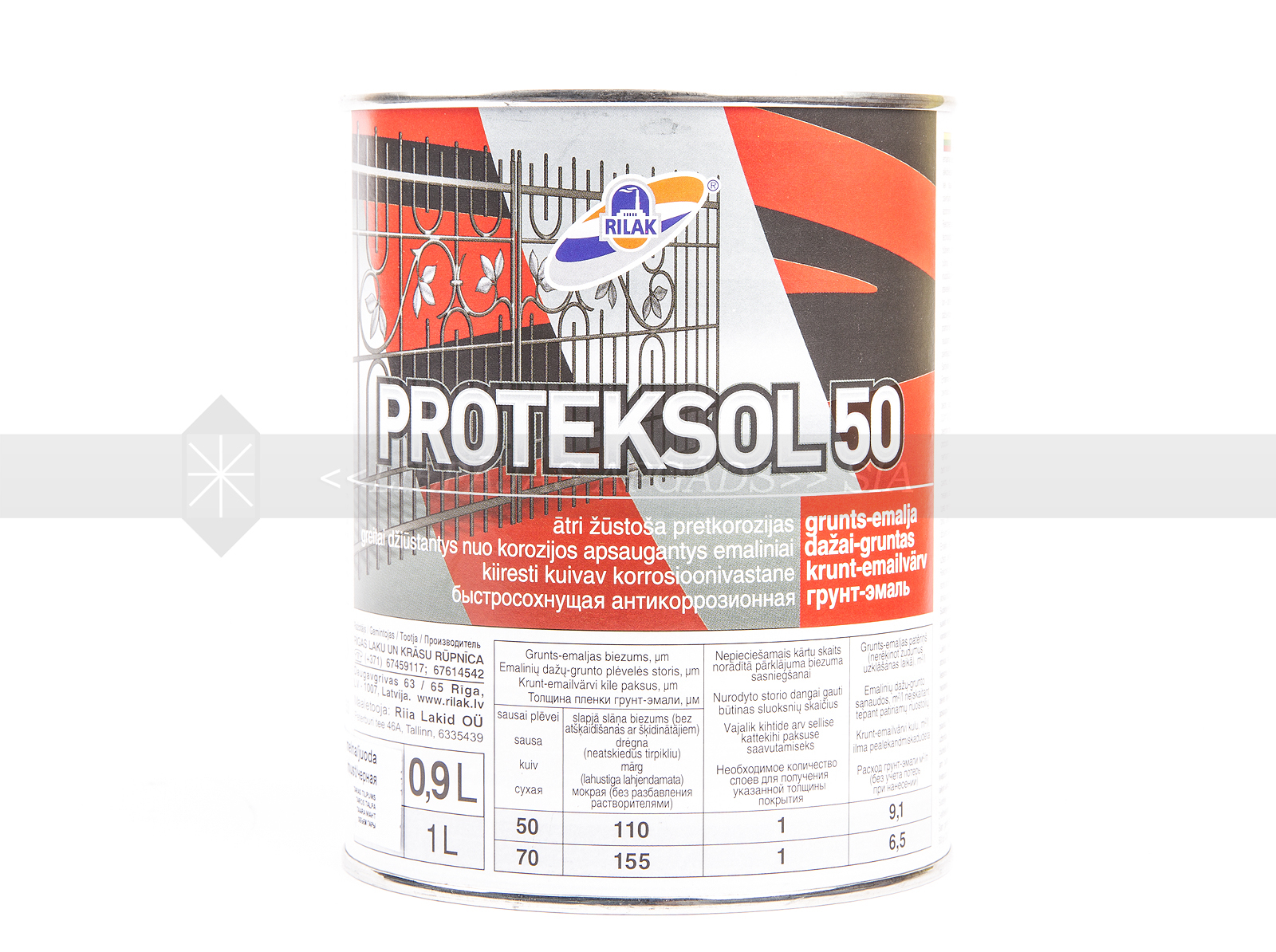 GRUNTS EMALJA PROTEKSOL-50 MELNA 0,9L