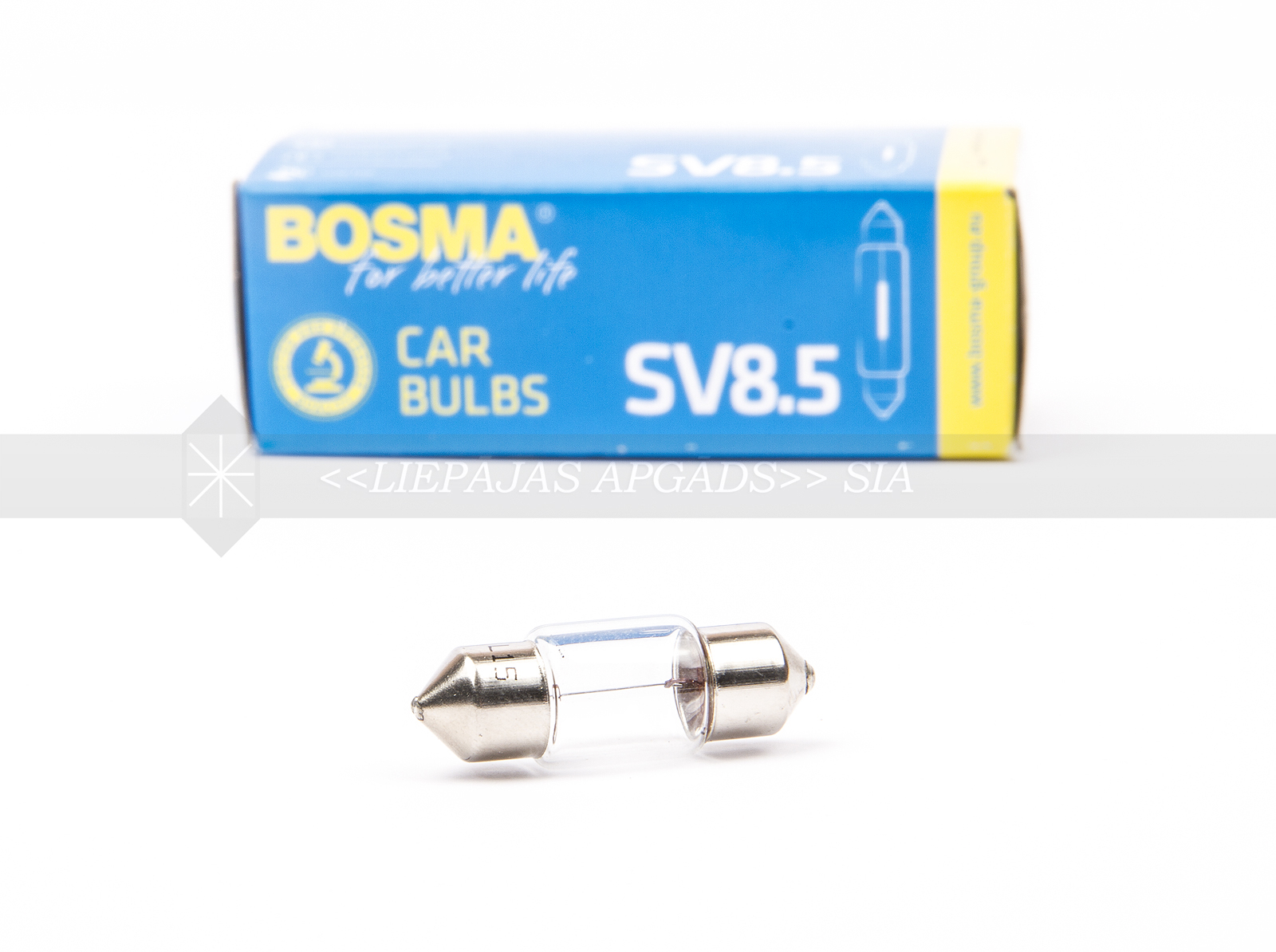 AUTOLAMPA 12V 5W SV8.5 10*30 (pirkstiņi) BOSMA