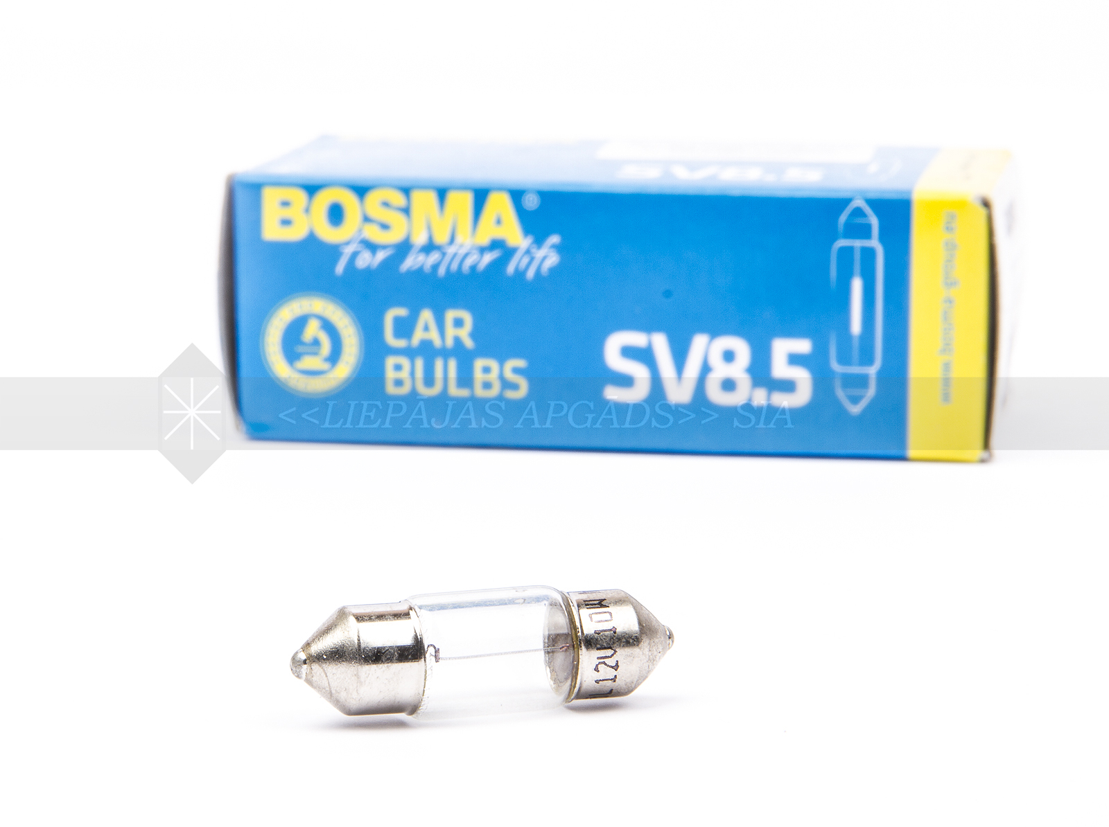AUTOLAMPA 12V 10W SV8.5 10*30 (pirkstiņi) BOSMA